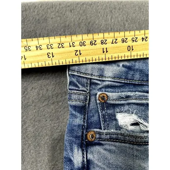 American Eagle Wide Flare Jeans Distressed Stretch Size 00 Women's High Rise - Picture 5 of 10